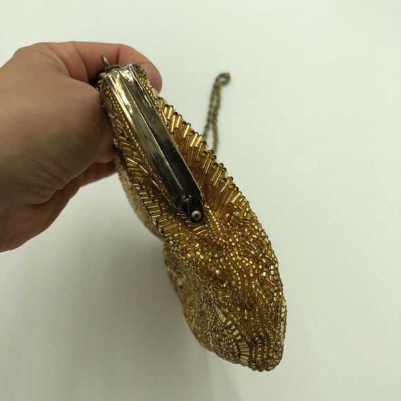 Vintage 1960’s Gold Beaded Evening Clutch / Crossbody Bag - Picture 6 of 11